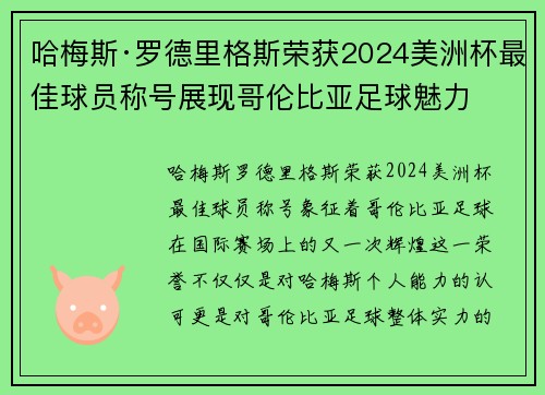 哈梅斯·罗德里格斯荣获2024美洲杯最佳球员称号展现哥伦比亚足球魅力 哈梅斯·罗德里格斯荣获2024美洲杯最佳球员称号展现哥伦比亚足球魅力